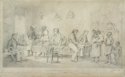 Oficina del Protector de los Esclavos, Trinidad, c.1833 (grafito sobre papel de estambre)