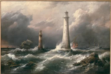 H.M.S. Lord Warden frente a los faros de Eddystone
