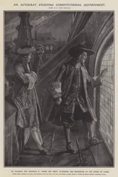 Un autócrata estudiando el gobierno constitucional (litografía)
