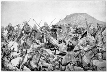Carga de los 5º Lanceros en Elandslaagte, Segunda Guerra Bóer, 21 de noviembre de 1899