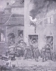 Enfrentamiento con el enemigo: Lucha casa por casa en Ypres, de Historia de la Gran Guerra Vol 3 publicado por Waverley Book Co Limited, c.1920