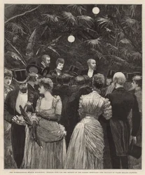 Fiesta vespertina a beneficio de los hospitales de Londres - la Princesa de Gales vendiendo flores