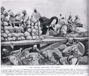 La artillería del Nawab en Plassey, ilustración de 