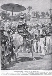 La rendición de Rangún a los británicos, 1824, ilustración de 