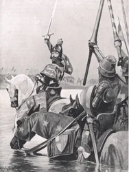 Eduardo III cruzando el Somme antes de la Batalla de Crécy, ilustración de 