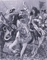 La batalla de Malplaquet, 11 de septiembre de 1709, ilustración de British Battles on Land and Sea, 1915