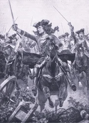 El duque de Marlborough en la batalla de Oudenarde, 11 de julio de 1708, ilustración de British Battles on Land and Sea, 1915