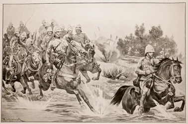 El gran avance: Real Artillería a Caballo (División de Caballería) cruzando el Vaal