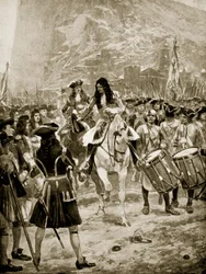La rendición de Gibraltar a los ingleses, 24 de julio de 1704, ilustración de 