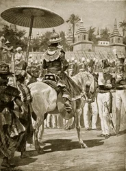 La rendición de Rangún a los británicos, 1824, ilustración de 