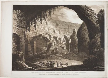 Vista del interior del Anfiteatro de Vespasiano en Roma (llamado "Coliseo")