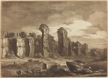 Vista de las ruinas de los Baños de Caracalla, tomada desde los jardines de los jesuitas en Roma