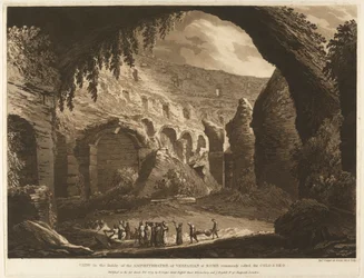 Vista en el interior del Anfiteatro de Vespasión en Roma Comúnmente llamado el Coliseo