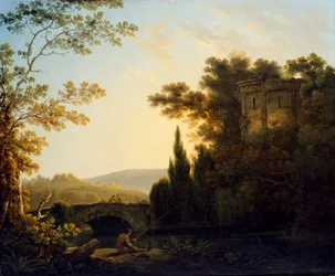 Paisaje Clásico con un Templo