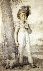 Niño con sombrero con plumas