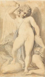 Cupido domina a un sátiro