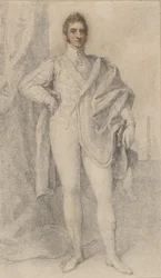 Retrato de George, 5º duque de Marlborough, con Blenheim a lo lejos