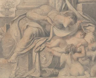 Virgen adorando a Cristo dormido