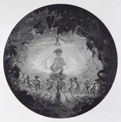 Puck y las hadas, grabado por William Home Lizars (1788-1859)