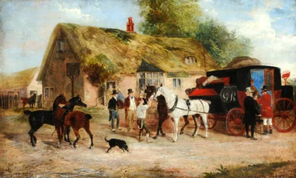 Escena de carruaje, c.1875 (óleo sobre lienzo)