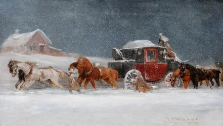Entrenador en una tormenta de nieve