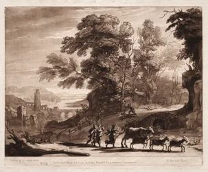 Liber Veritatis: No. 34, Campesinos con ganado atacados por bandidos, 1774