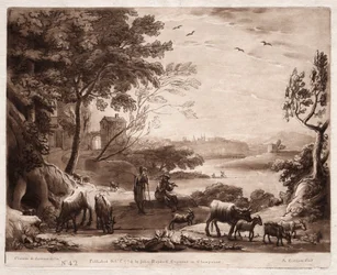 Liber Veritatis: No. 42, Un Paisaje Fluvial con un Pastor y una Pastora y un Rebaño de Ganado