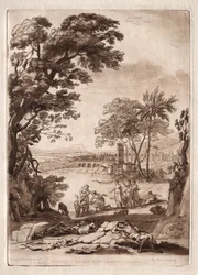 Liber Veritatis: No. 47, una escena de río con el hallazgo de Moisés
