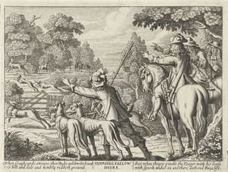 Herten nagejaagd puerta jachthonden Coursing Fallow Deere (título sobre el objeto) Jachtpartijen (título de la serie) Varias formas de caza, venta ambulante y pesca, según la manera inglesa (título de la serie)