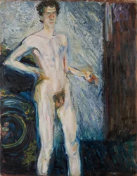 Autorretrato desnudo con paleta - Gerstl, Richard (1883-1908) - 1908 - Óleo sobre lienzo - 139,3x100 - Museo Leopold, Viena