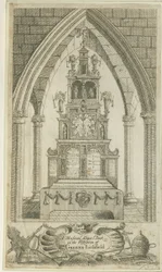 Lichfield - Reloj-altar musical: grabado, nd [?siglo XVIII]