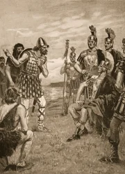 Agrícola recibe a un rey irlandés, ilustración de 