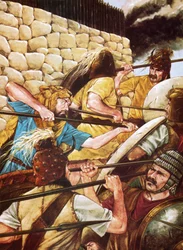Guerreros micénicos luchando