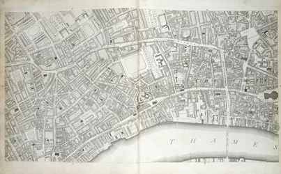 Placa de "Plan de las Ciudades de Londres y Westminster el Borough de Southwark, y Partes Adyacentes", c.1792-1799