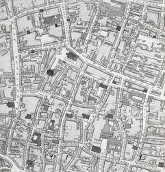Mapa de las calles de Londres alrededor de Guildhall, c.1795