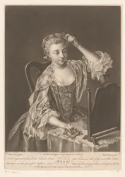 Mujer joven frente a su tocador Mediodía (título en el objeto)