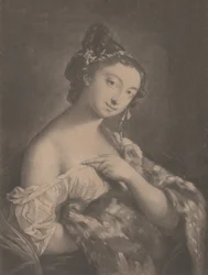 Invierno: una mujer sosteniendo un manto de piel moteado, 1775