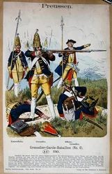 Guardias y oficiales granaderos prusianos en 1745, c.1890