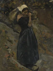 Una campesina con un saco