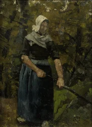 Una campesina con un palo