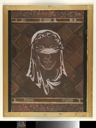 Cabeza de la Justicia con los ojos vendados; diseño para la figura de la decoración en mármol del Tribunal Supremo de La Haya
