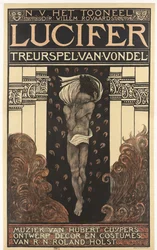 N.V. El escenario. Dir. Willem Royaards. La tragedia de Lucifer por Vondel. Música de Hubert Cuyper. Diseño, escenografía y vestuario de R.N. Roland Holst.