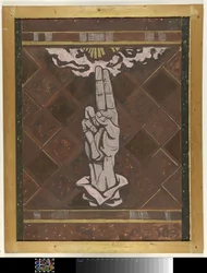 Mano juramentada; diseño para figura de decoración en mármol en el Tribunal Supremo de La Haya