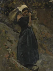 Una campesina con un saco