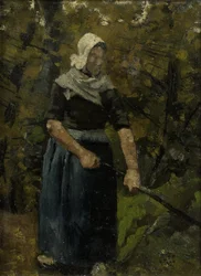 Una campesina con un palo