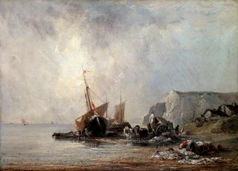 Barcos en la costa de Normandía, 1823