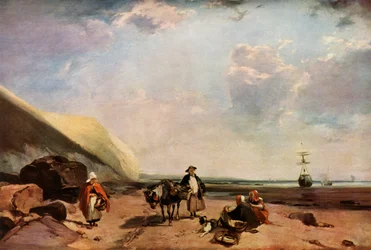 Pescadores en la Costa de Normandía, Francia