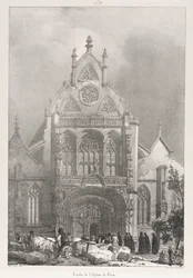 Viajes pintorescos y románticos en la vieja Francia, Franco Condado: Frente de la iglesia en Brou, 1825
