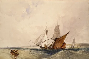 Embarcaciones frente a la costa de Kent, c1820s