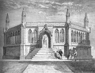 Capilla conmemorativa en Cawnpore, c1880